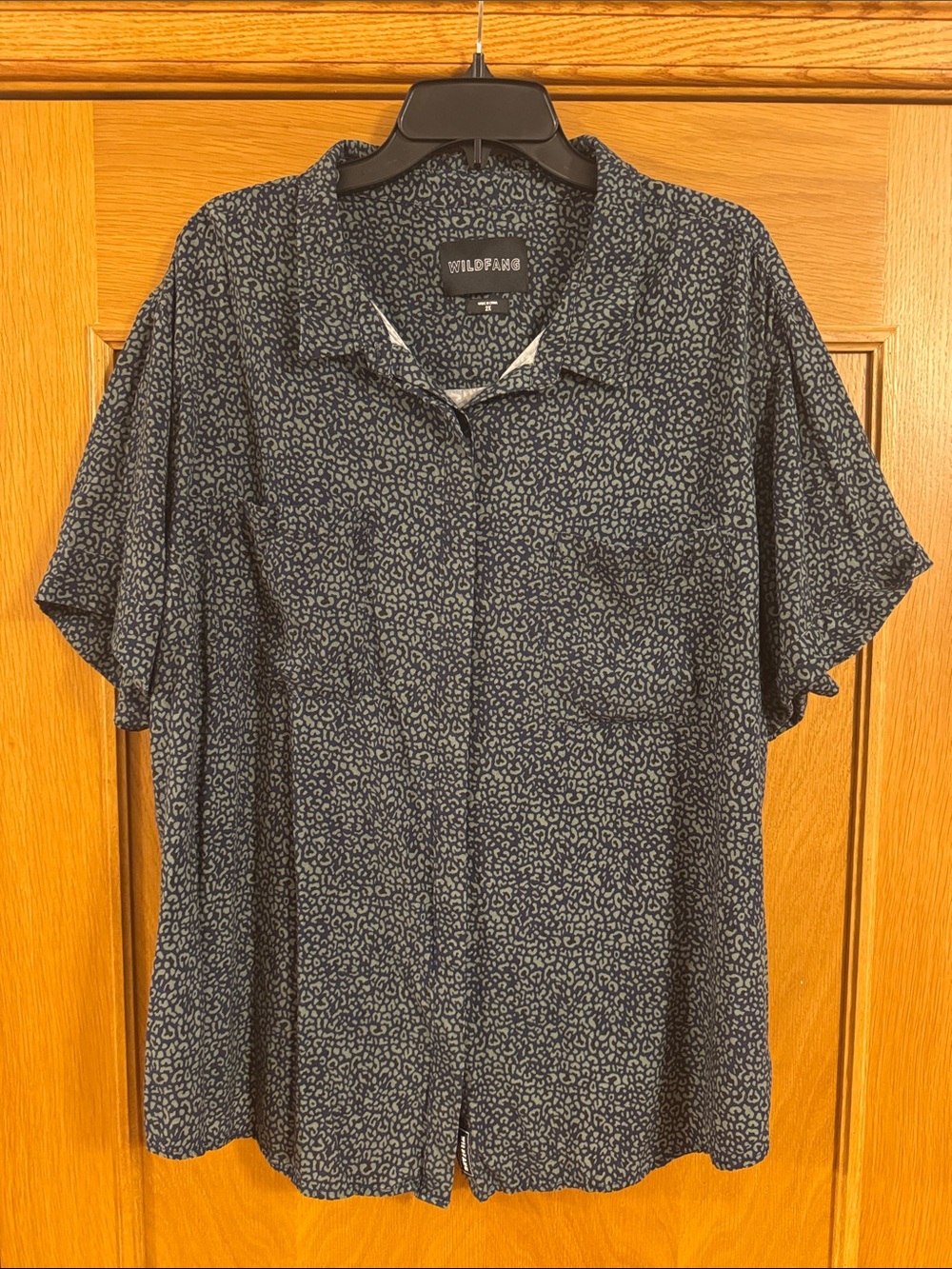 WILDFANG THE EMPOWER BUTTON UP Short Sleeve Women’s Shirt Top Blouse Size 2X